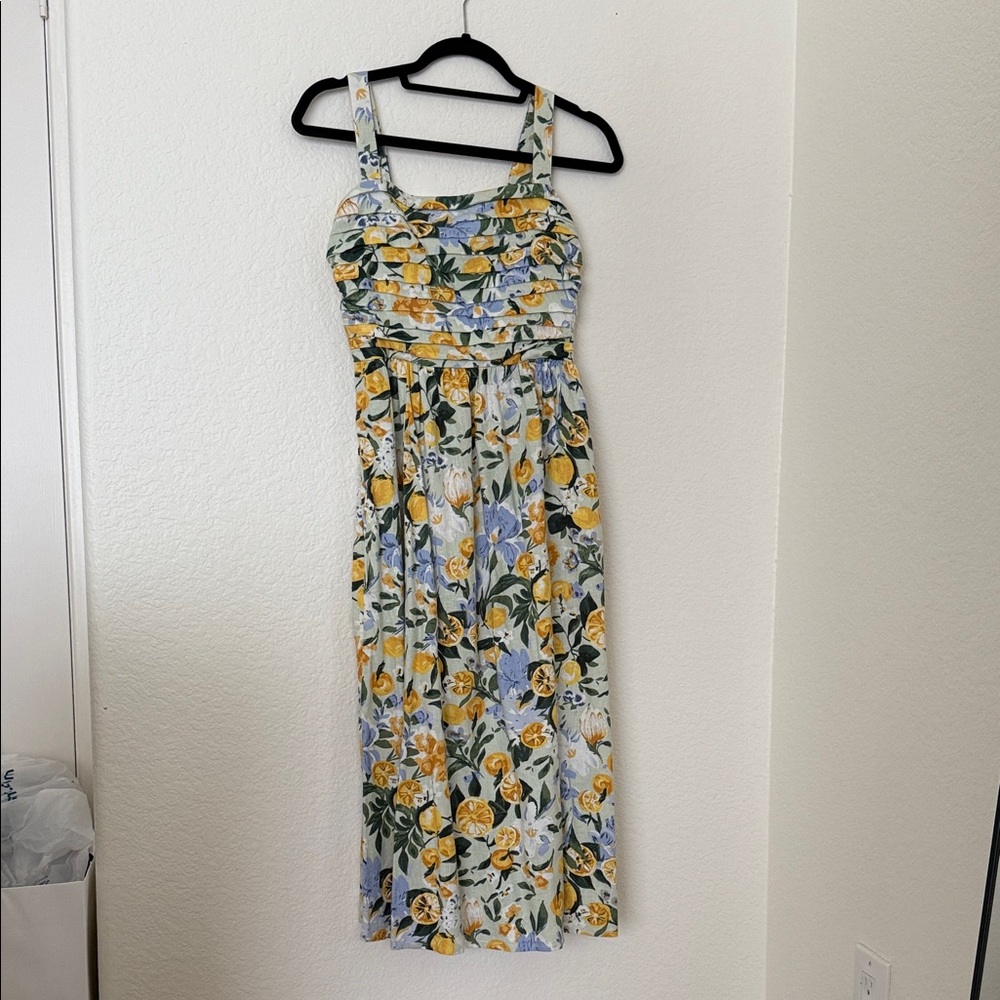 Abercrombie & Fitch Yellow and Blue Floral Midi Dress